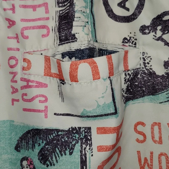 Hollister Board Shorts Hawaiian Tropical Blue Pink Surf Swim Trunk Mens Size M - Picture 7 of 14